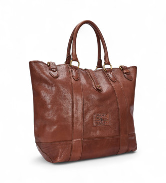 Polo Ralph Lauren Bolso tote de piel Heritage marrón