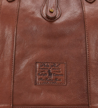 Polo Ralph Lauren Bolso tote de piel Heritage marrón