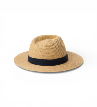 Polo Ralph Lauren Sombrero de rafia con ribete de popelina beige