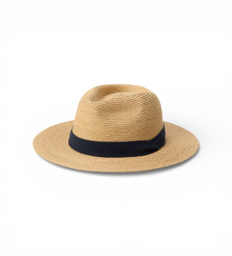 Polo Ralph Lauren Sombrero de rafia con ribete de popelina beige