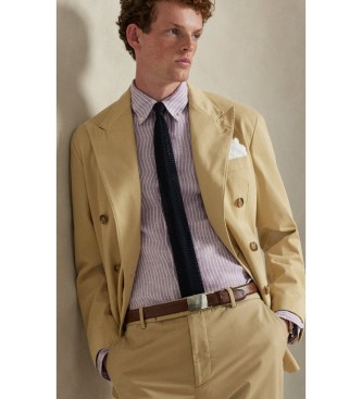 Polo Ralph Lauren Camisa de lino con rayas Custom Fit lila