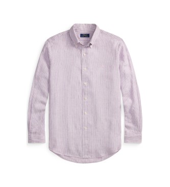 Polo Ralph Lauren Camisa de lino con rayas Custom Fit lila