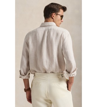 Polo Ralph Lauren Camisa de lino con rayas Custom Fit beige