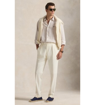 Polo Ralph Lauren Camisa de lino con rayas Custom Fit beige