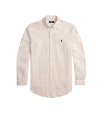 Polo Ralph Lauren Camisa de lino con rayas Custom Fit beige
