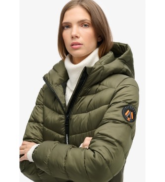 Superdry Casaco médio com capuz acolchoado Fuji verde