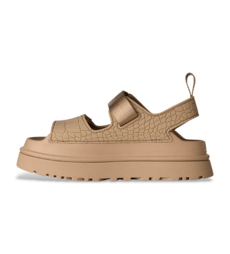 UGG Sand�lias em pele bege com relevo GoldenGlow