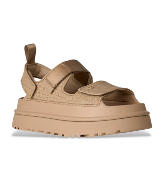 UGG Sand�lias em pele bege com relevo GoldenGlow