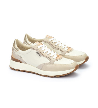 Pikolinos Arrecife Beige Leather Lace-Up Sneakers