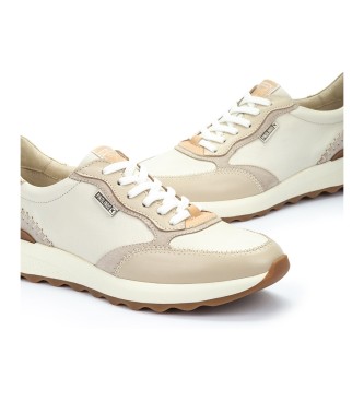Pikolinos Arrecife Beige Leather Lace-Up Sneakers