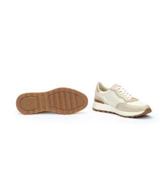 Pikolinos Arrecife Beige Leather Lace-Up Sneakers