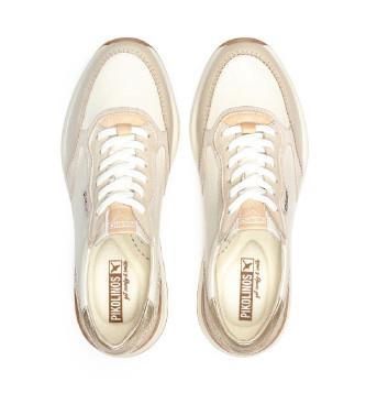 Pikolinos Arrecife Beige Leather Lace-Up Sneakers