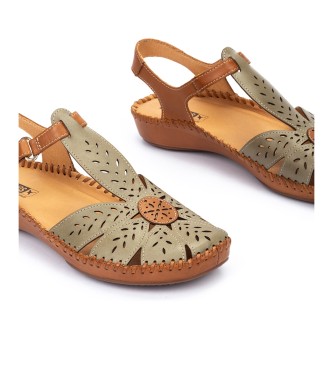 Pikolinos Scarpe semiaperte in pelle verde P. Vallarta con chiusura in velcro