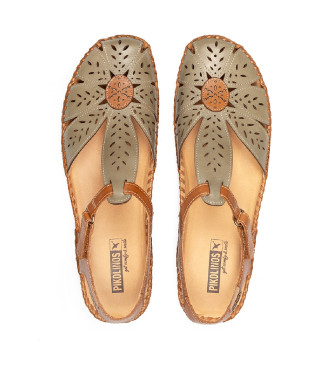Pikolinos Scarpe semiaperte in pelle verde P. Vallarta con chiusura in velcro