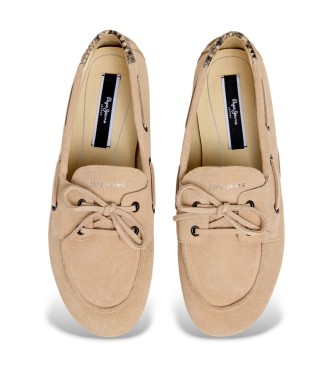 Pepe Jeans Noa Star beige leather shoes