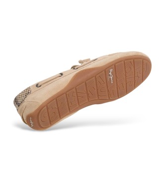 Pepe Jeans Noa Star beige leather shoes