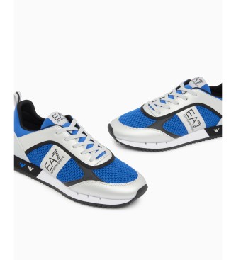 EA7 Trainers Black & White Laces Blue