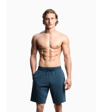 Emporio Armani Bermudas de estar por casa en punto con cinta con logotipo marino