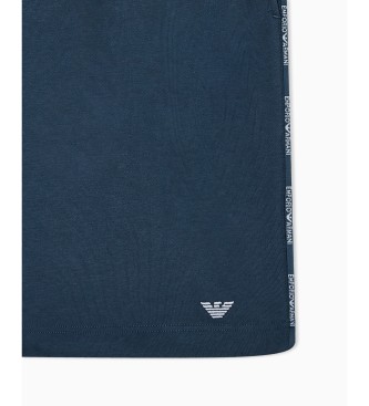 Emporio Armani Bermudas de estar por casa en punto con cinta con logotipo marino