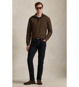Polo Ralph Lauren Luxurious knitted jumper with brown zip