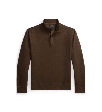 Polo Ralph Lauren Luxurious knitted jumper with brown zip