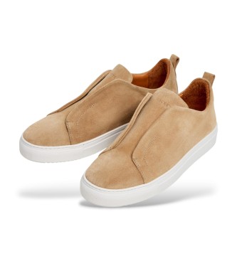 Hackett London Vision beige leather trainers