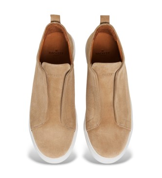Hackett London Vision beige leather trainers