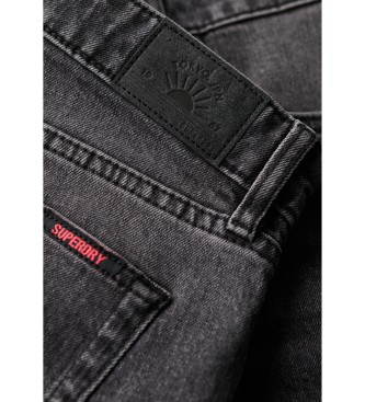 Superdry Czarne przycięte szorty ze średnim stanem