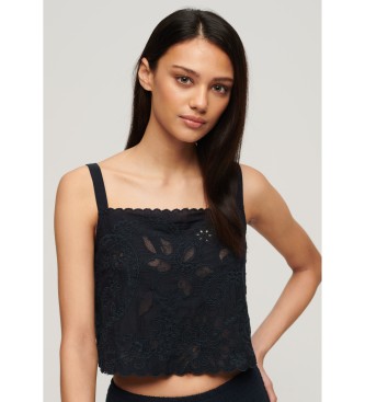 Superdry Ibiza navy embroidered tank top