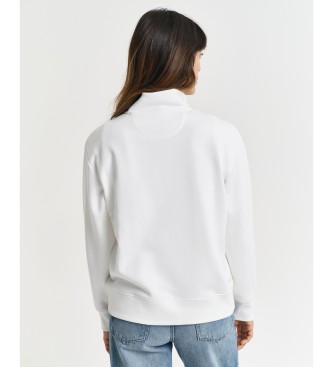 Gant Felpa con mezza zip Shield, colore beige.