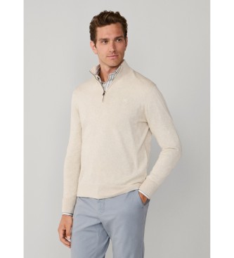 Hackett London Maglia beige con cerniera