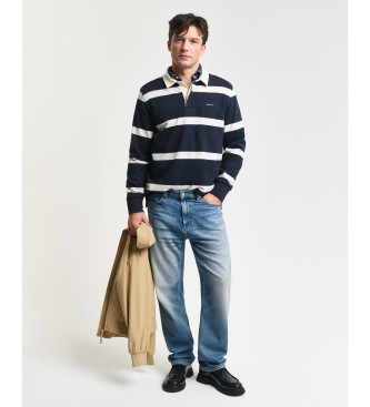 Gant Polo Rugger a righe blu navy, tinta in filo