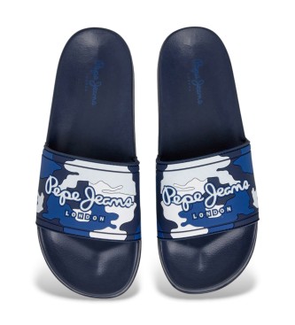 Pepe Jeans Slider Flip Flops Camo navy