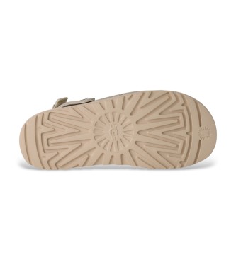 UGG Socas Goldenstar Crackle Clog em pele branca craquelada