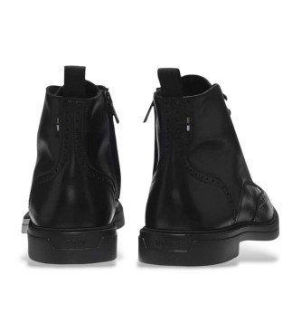 BOSS Schwarze Lederstiefelette mit durchbrochenen Details