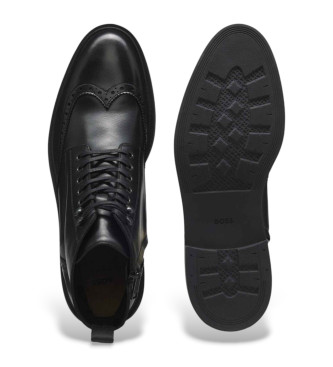 BOSS Schwarze Lederstiefelette mit durchbrochenen Details