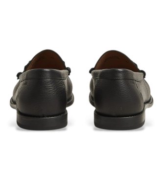 BOSS Tevan Leder-Slipper schwarz