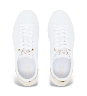 EA7 Baskets classiques en cuir blanc