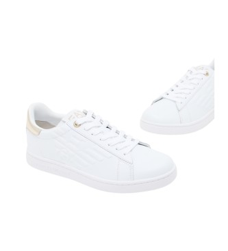 EA7 Baskets classiques en cuir blanc