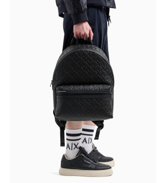 A|X Armani Exchange Mochila con logotipo de tejido técnico liso Liam negro