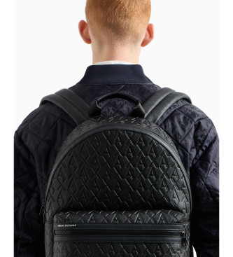 A|X Armani Exchange Mochila con logotipo de tejido técnico liso Liam negro