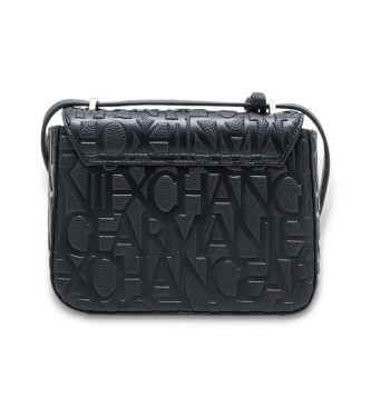 A|X Armani Exchange Shoulder bag with logo print and flap black
