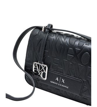 A|X Armani Exchange Shoulder bag with logo print and flap black