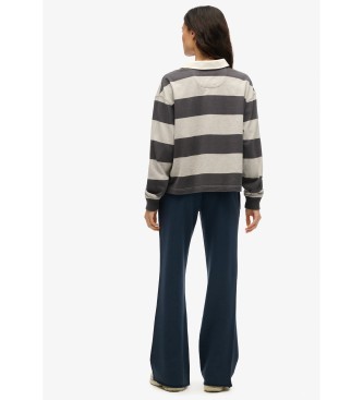 Superdry Pantaloni da jogging a zampa d'elefante a vita bassa Athletic Essentials, colore blu navy.