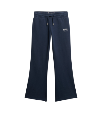 Superdry Pantaloni da jogging a zampa d'elefante a vita bassa Athletic Essentials, colore blu navy.