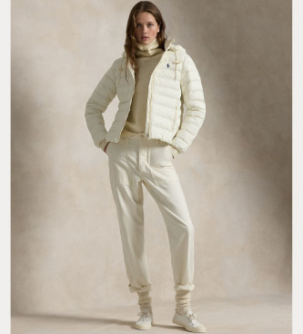 Polo Ralph Lauren Składana wodoodporna kurtka z kapturem biała