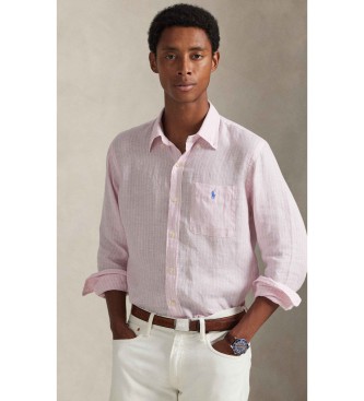 Polo Ralph Lauren Custom Fit hørskjorte med pink striber