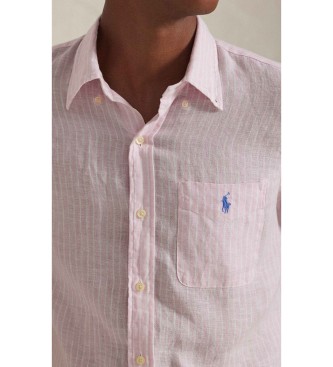 Polo Ralph Lauren Custom Fit hørskjorte med pink striber