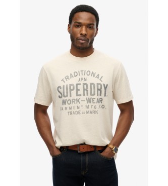 Superdry Machined Goods Workwear T-shirt vit kräm