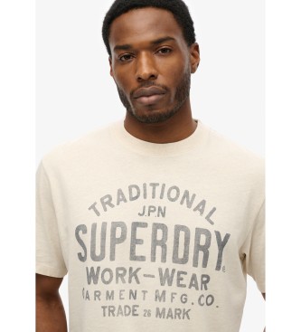 Superdry Machined Goods Workwear T-shirt vit kräm
